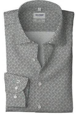 OLYMP Business Hemd Luxor Level 5 blau gemustert Body Fit Langarm