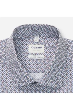 OLYMP Business Hemd Luxor Level 5 blau gemustert Body Fit Langarm