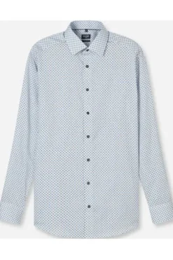 OLYMP City Hemd Luxor weiss gemustert Modern Fit Langarm