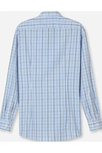OLYMP Karo Hemd Luxor bleu kariert Modern Fit Langarm
