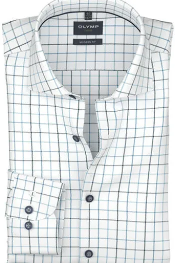 OLYMP Karo Hemd Luxor bleu kariert Modern Fit Langarm