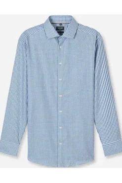 OLYMP Karo Hemd Luxor marine kariert Modern Fit Langarm