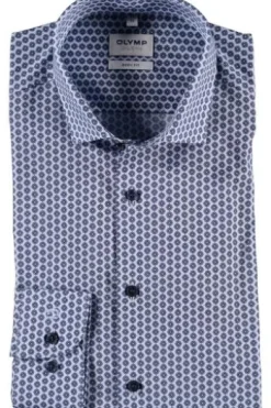 OLYMP Level Five gemustertes Hemd langarm Slim Fit bleu