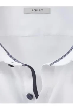 OLYMP Level Five gemustertes Hemd langarm Slim Fit weiß