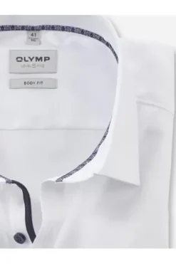 OLYMP Level Five gemustertes Hemd langarm Slim Fit weiß