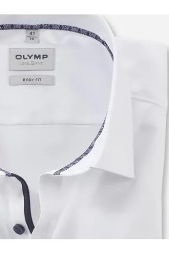 OLYMP Level Five gemustertes Hemd langarm Slim Fit weiß
