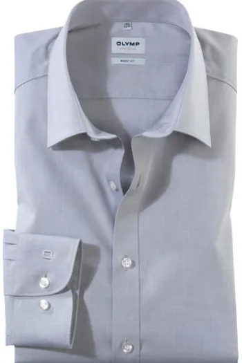 OLYMP Level Five gemustertes Hemd langarm Slim Fit mittelgrau