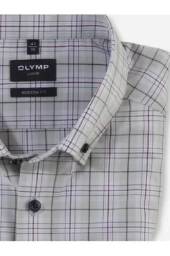OLYMP Luxor gemustertes Hemd langarm Slim Fit kitt