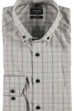 OLYMP Luxor gemustertes Hemd langarm Slim Fit kitt