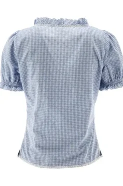 OS TRACHTEN Bluse blau kariert Kurzarm