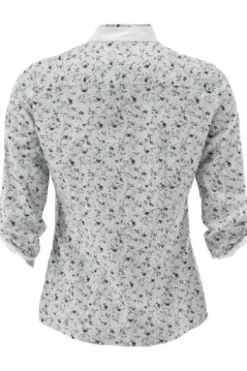 OS TRACHTEN Bluse weiß/blau geblümt 3/4-Arm