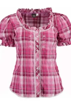 OS Trachten Carmenbluse beere kariert