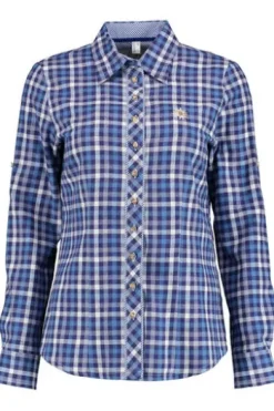 OS TRACHTEN Flanell-Bluse blau in Natur-Qualität
