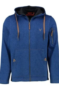 OS TRACHTEN Fleece-Jacke blau meliert mit Kapuze