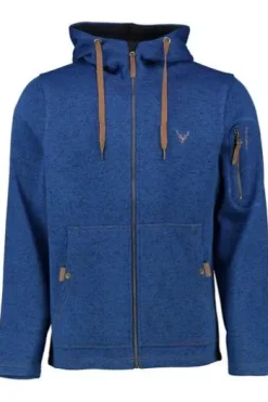 OS TRACHTEN Fleece-Jacke blau meliert mit Kapuze
