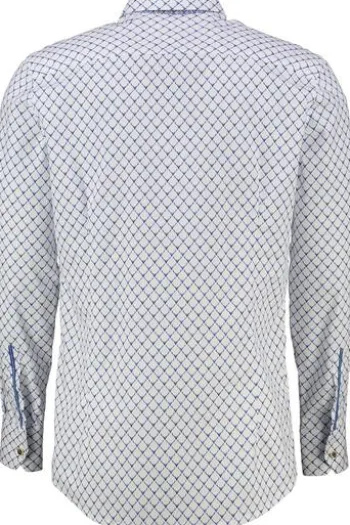 OS TRACHTEN Hemd blau gemustert Slim Fit Langarm Haifischkragen
