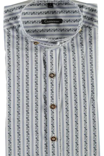 OS TRACHTEN Hemd blau Slim Fit Langarm Stehkragen
