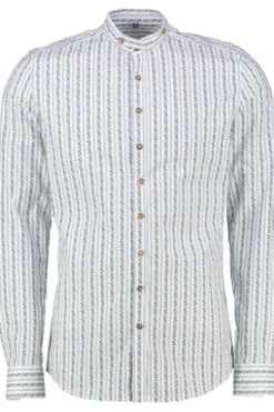 OS TRACHTEN Hemd blau Slim Fit Langarm Stehkragen