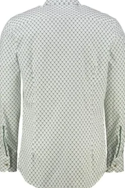 OS TRACHTEN Hemd grün gemustert Slim Fit Langarm Haifischkragen