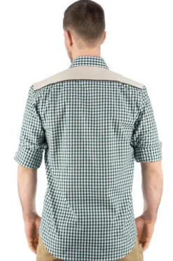 OS TRACHTEN Hemd grün kariert Regular Fit Langarm mit Stickerei