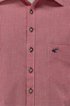 OS TRACHTEN Hemd rot kariert Slim Fit Langarm