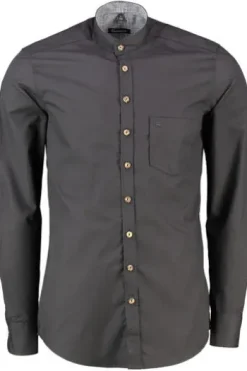 OS TRACHTEN Hemd schwarz Slim Fit Langarm