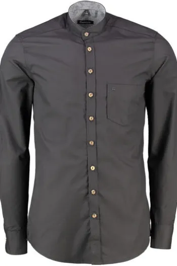 OS TRACHTEN Hemd schwarz Slim Fit Langarm