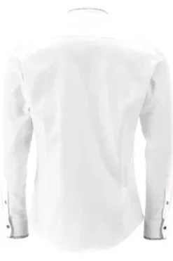 OS TRACHTEN Hemd weiß/blau Slim Fit Langarm
