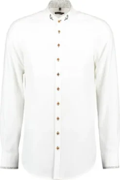OS TRACHTEN Hemd weiß/grün Slim Fit Langarm