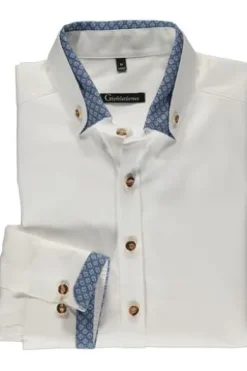 OS TRACHTEN Hemd weiss/blau Slim Fit