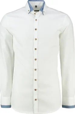 OS TRACHTEN Hemd weiss/blau Slim Fit
