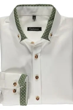 OS TRACHTEN Hemd weiss/grün Slim Fit
