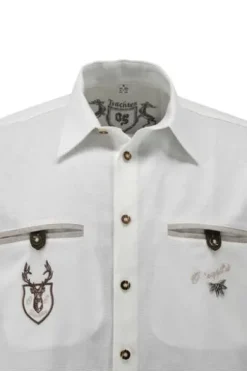 OS TRACHTEN Hemd weiss Regular Fit Kurzarm