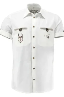 OS TRACHTEN Hemd weiss Regular Fit Kurzarm