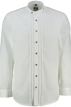 OS TRACHTEN Hemd weiss Regular Fit Langarm mit Bliesen