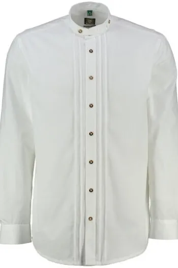 OS TRACHTEN Hemd weiss Regular Fit Langarm mit Bliesen