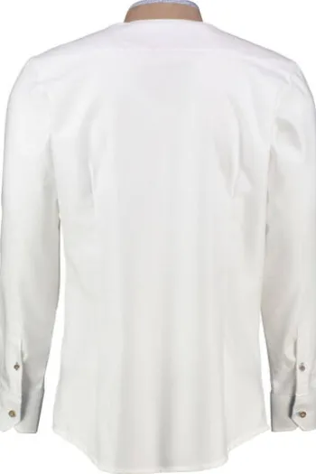 OS TRACHTEN Hemd weiss Slim Fit Langarm Stehkragen