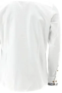 OS TRACHTEN Hemd weiss/t-grün Slim Fit Langarm