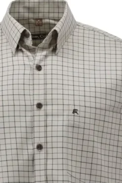 OS TRACHTEN Jagd Karo Hemd Beige kariert Regular Fit Langarm