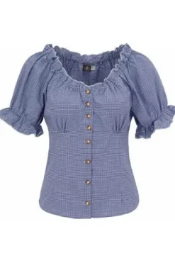 OS TRACHTEN Karo-Bluse marine