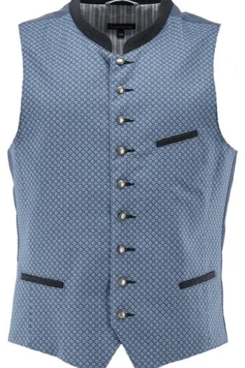 OS TRACHTEN Weste blau gemustert Slim Fit