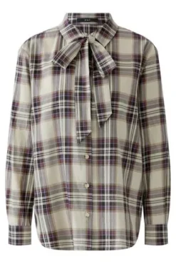OUI Bluse Stone-taupe kariert