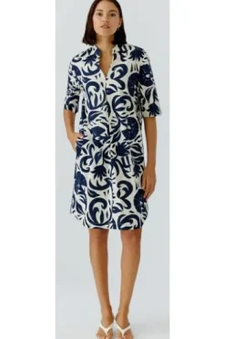OUI Kleid white blue gemustert