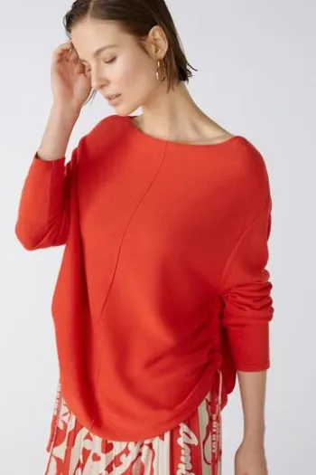 Oui Pullover mit Seide aura orange