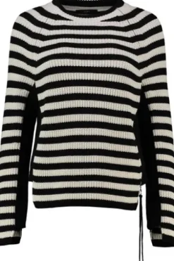 OUI Pullover RUBI schwarz Baumwolle mit Reißverschluss