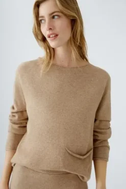 Oui Pullover Wollmischung beigemel
