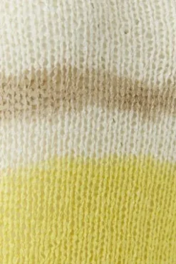 OUI Pullover yellow white gemustert 3/4-Arm