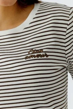 OUI Shirt brown gestreift