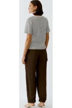 OUI Shirt brown gestreift