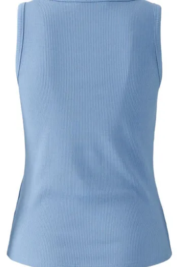 OUI Top blau in Ripp-Struktur